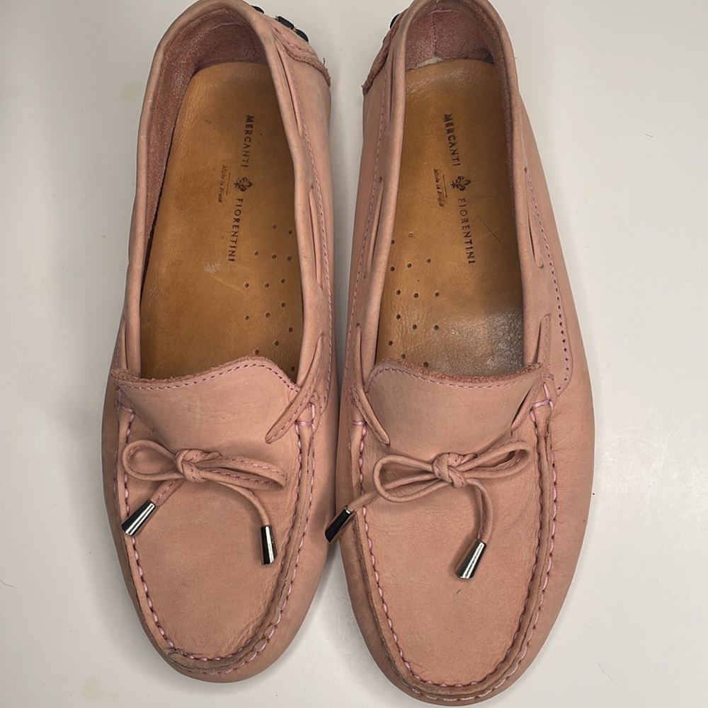 Mercanti Fiorentini Moccasin Driving Loafers Light Pink Suede Women’s Size 7.5